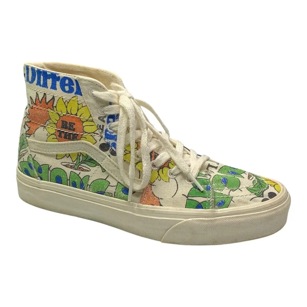 Vans Sk8-Hi Tapered Eco Theory Positivity Sneakers M8 W9.5 Sunflower Skate Shoes